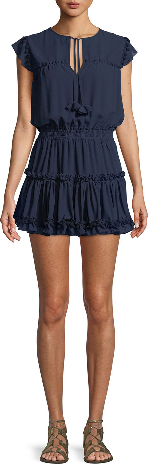 MISA Los Angeles Aryana Short-Sleeve Ruffle Mini Dress MISA Los Angeles Aryana Short-Sleeve Ruffle Mini Dress