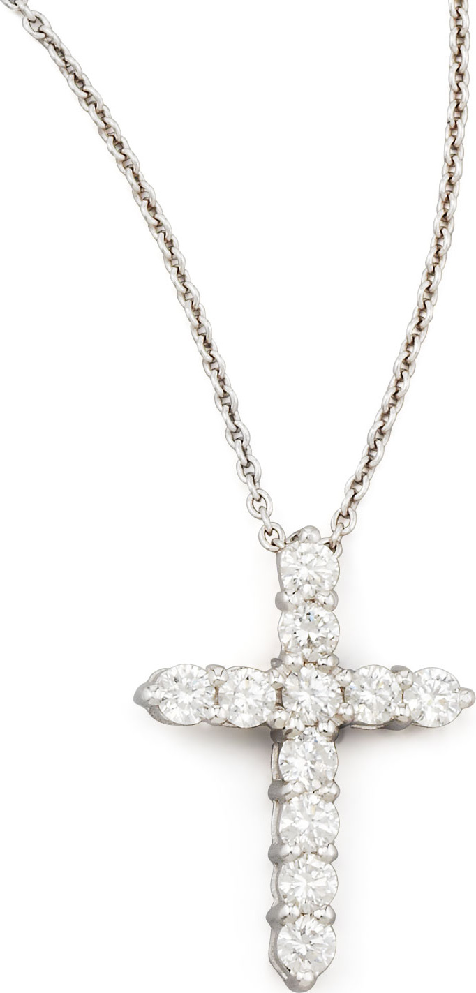 Roberto Coin 18" White Gold Diamond Cross Pendant Necklace, 0.45ct
