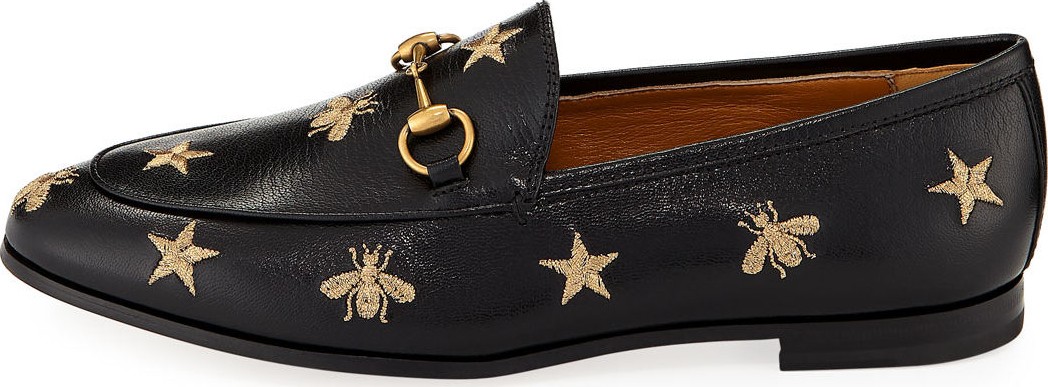 Gucci Jordaan Star & Bee Leather Loafer