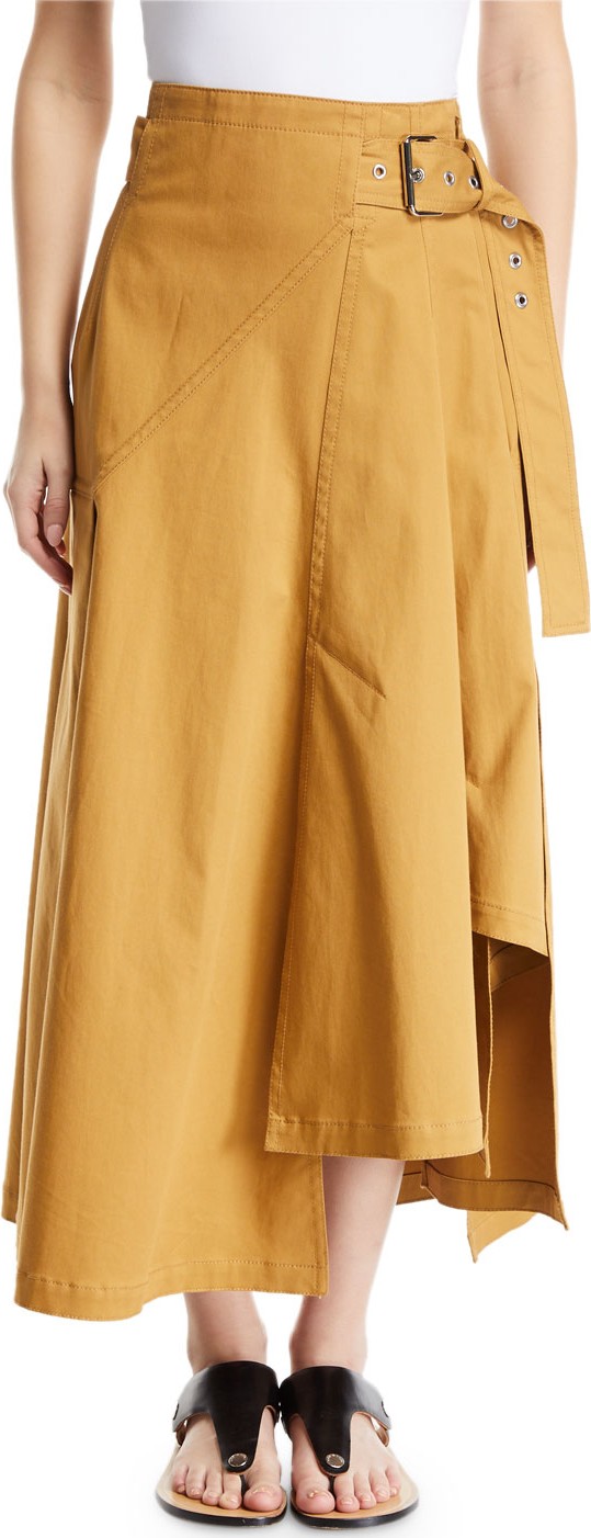 3.1 Phillip Lim Belted High-Low Twill Utility Skirt