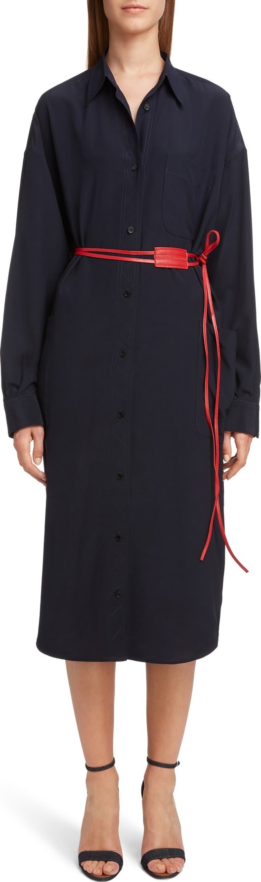 Victoria Beckham Belted Silk Shirtdress