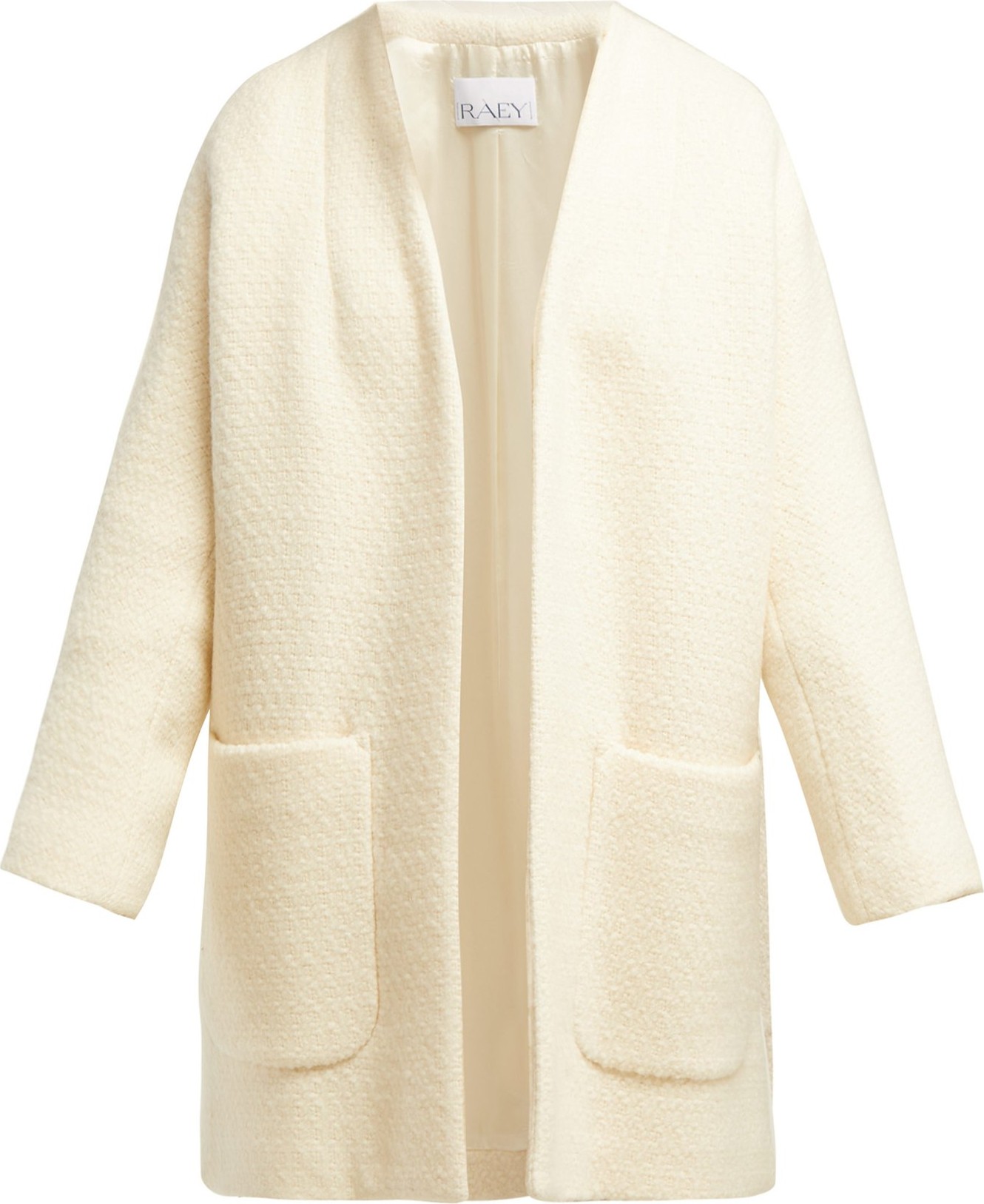 Raey Collarless wool-bouclé coat