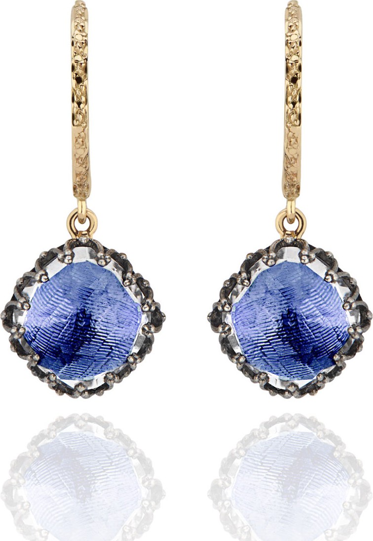 Larkspur & Hawk Lady Antoinette Cushion Drop Huggie Earrings, Cobalt