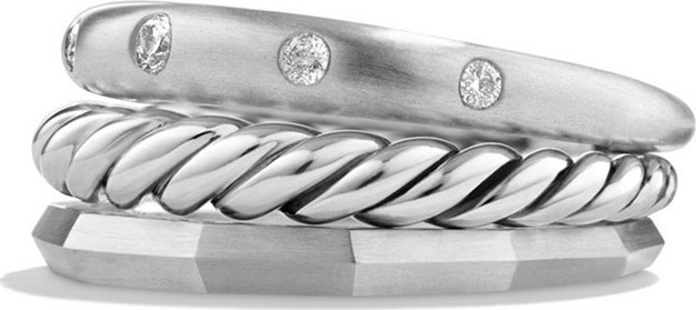 David Yurman 9mm Stax Narrow Ring with Diamonds