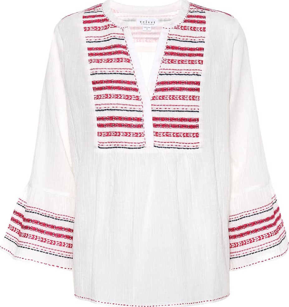 Velvet By Graham & Spencer Embroidered cotton blouse
