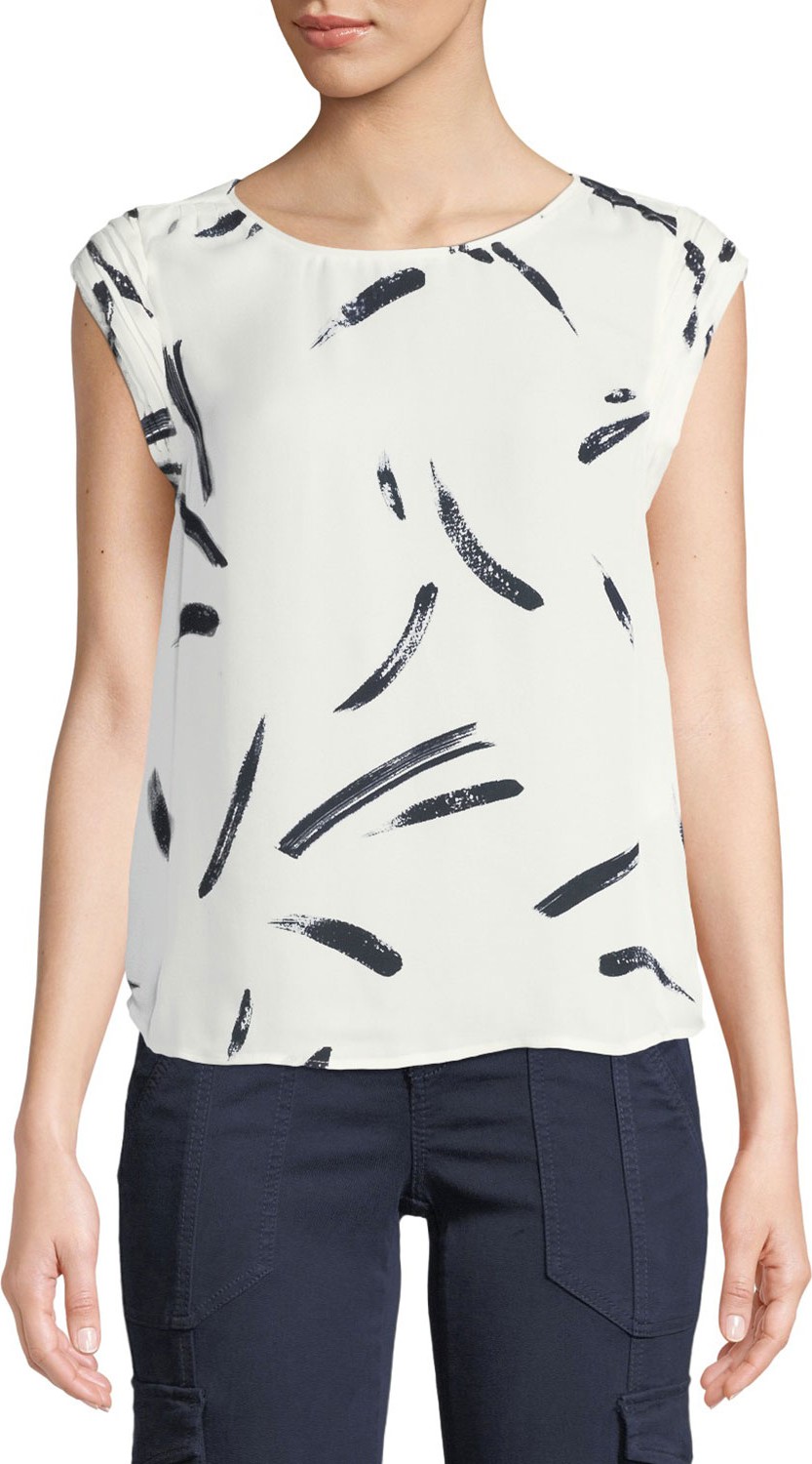 Joie Tristessa Printed Cap-Sleeve Top