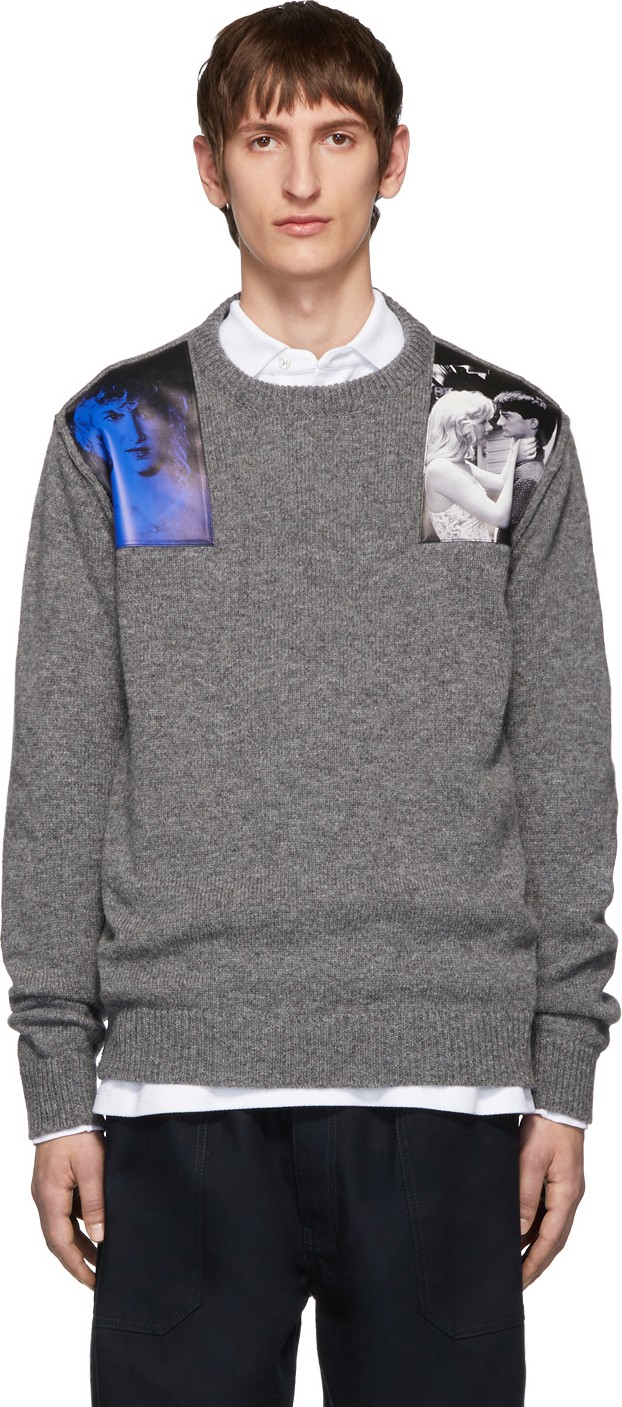 Raf Simons Grey Wool Crewneck Sweater