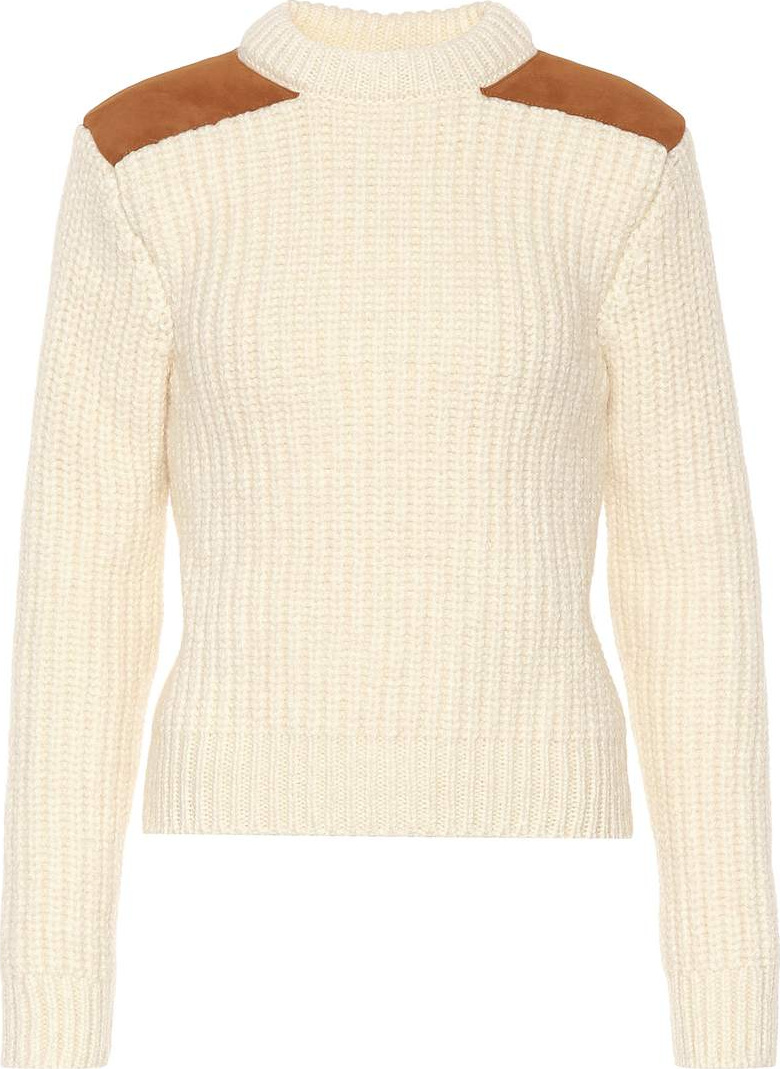 Saint Laurent Suede-trimmed wool-blend sweater