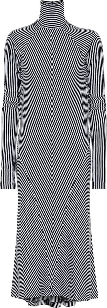 Haider Ackermann Chevron wool turtleneck midi dress