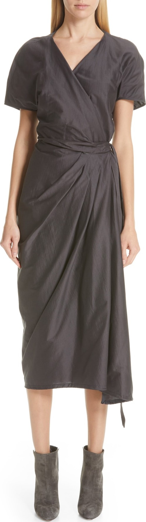 Rick Owens Limo Cotton & Silk Wrap Dress