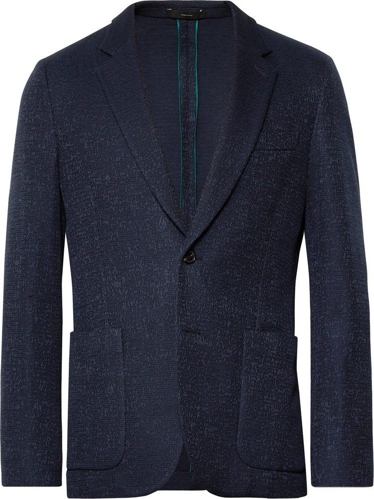 Paul Smith Navy Soho Slim-Fit Unstructured Textured-Cotton Blazer