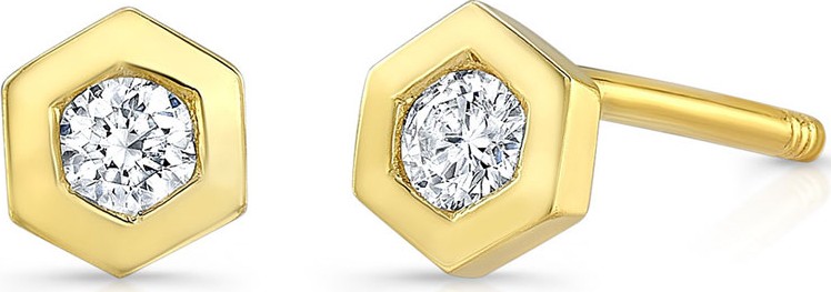 Ron Hami Love Bolt 14k Gold Diamond Stud Earrings