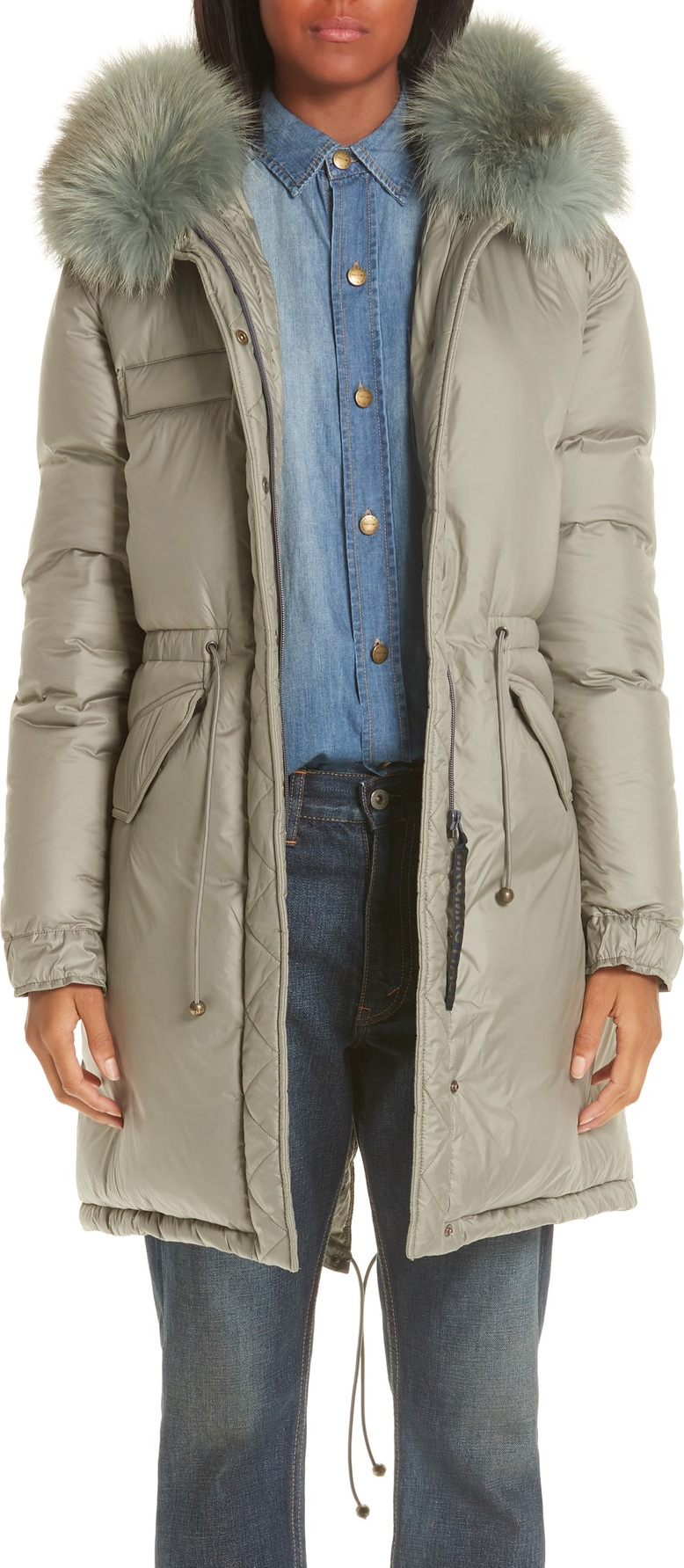 Mr&Mrs Italy Mr & Mrs Italy Rosemary Genuine Fox Fur Trim Down Fill Puffer Coat