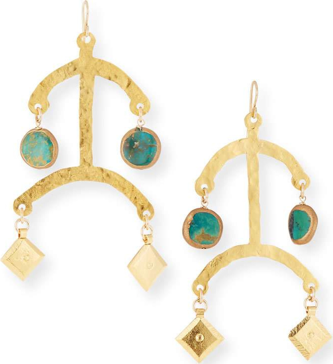 Devon Leigh Hammered Turquoise Dangle Earrings