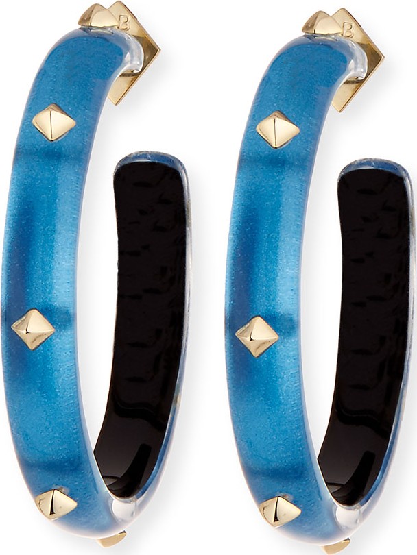 Alexis Bittar Lucite Pyramid Stud Hoop Earrings, Blue