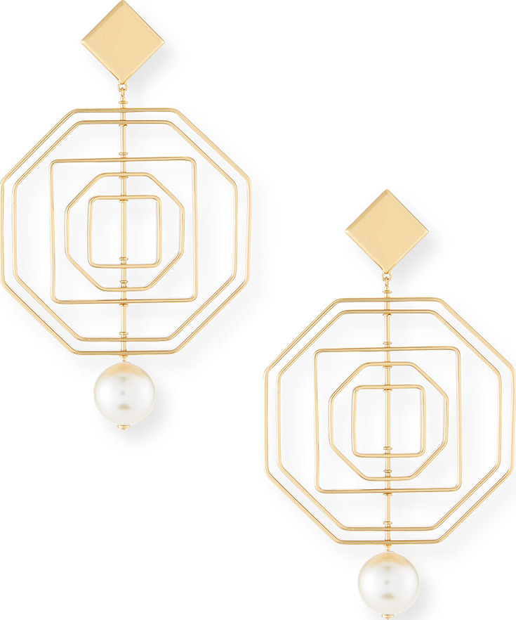 Tory Burch Geo Pearly Statement Earrings