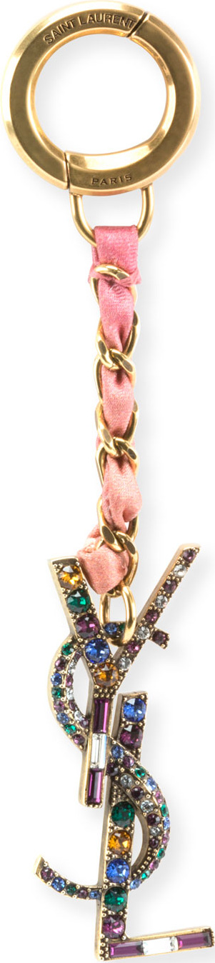 Saint Laurent Crystal Logo Key Chain
