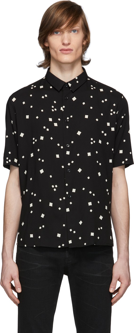 Saint Laurent Black Square Printed Shirt