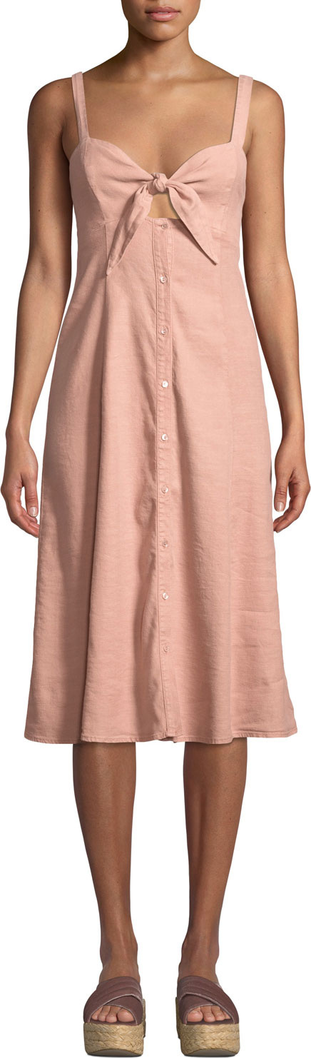 Splendid Dahlia Linen Tie-Front Slub Dress