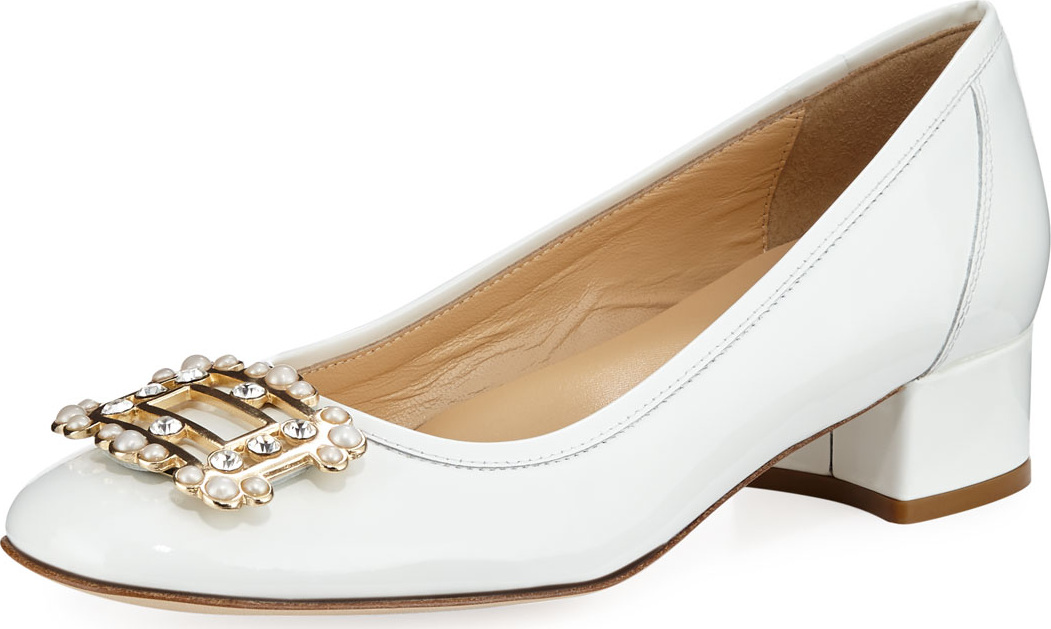 Sesto Meucci Heda Pearly Embellished Pump, White