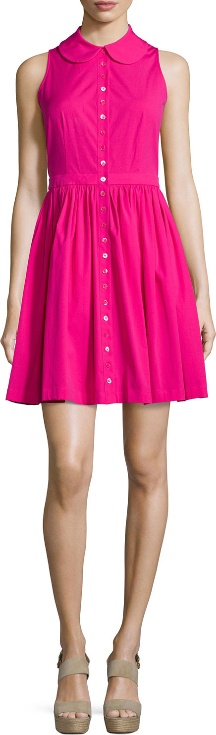 Michael Kors Sleeveless Collared Shirtdress, Geranium