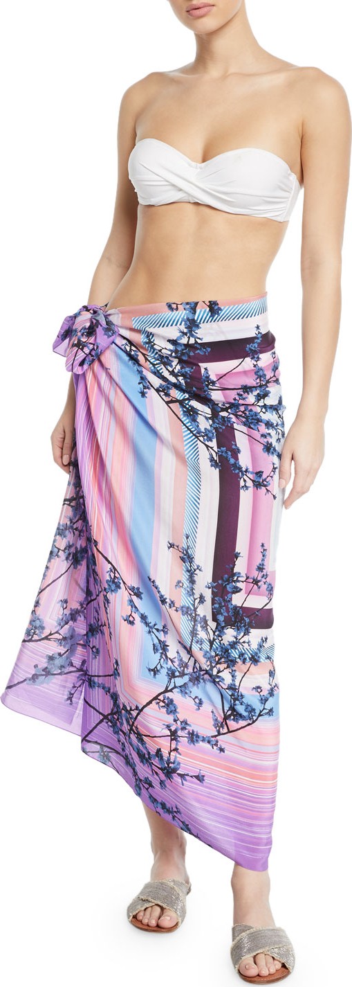 Gottex Hanami Printed Silk Coverup Pareo