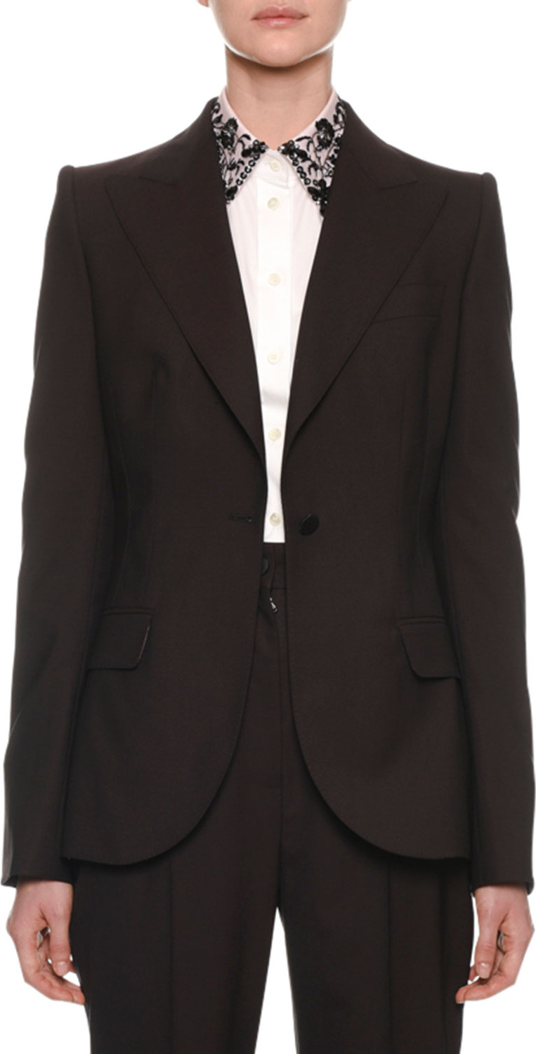 Dolce & Gabbana Peak-Lapel One-Button Light-Wool Jacket