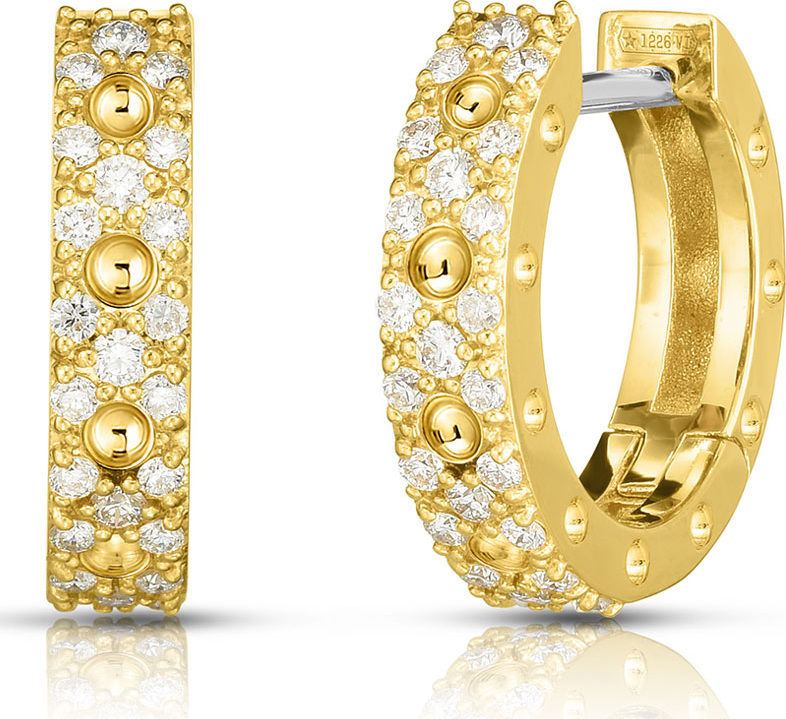 Roberto Coin Pois Moi Luna 18k Gold Diamond Hoop Earrings