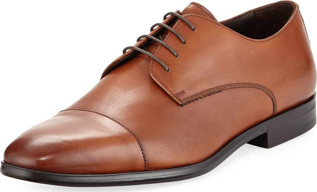 A. Testoni Leather Cap Toe Derby Shoe