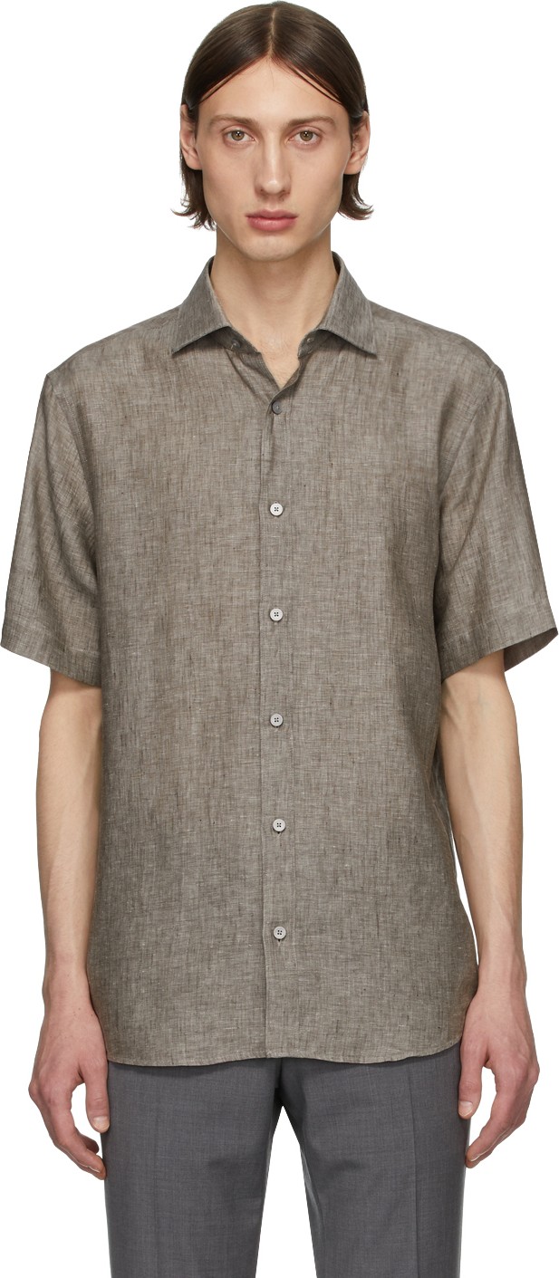 Z Zegna Grey Linen Shirt
