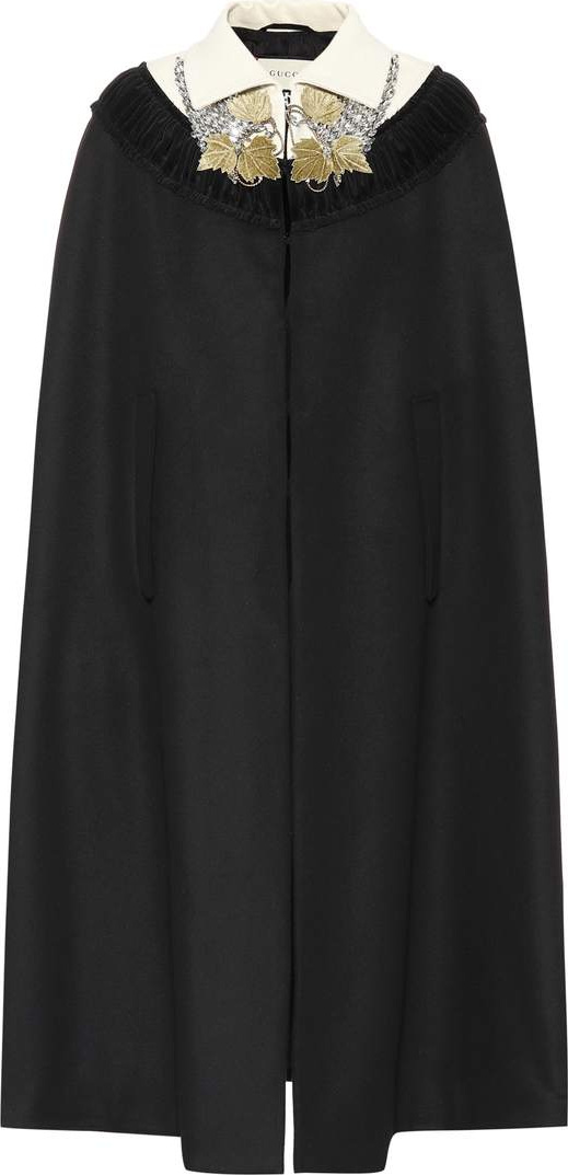 Gucci Crystal-embellished wool cape