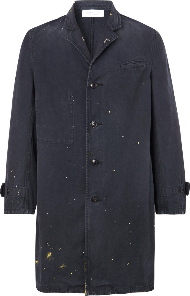 John Elliott Gas Station Paint-Spattered Distressed Cotton Jacket