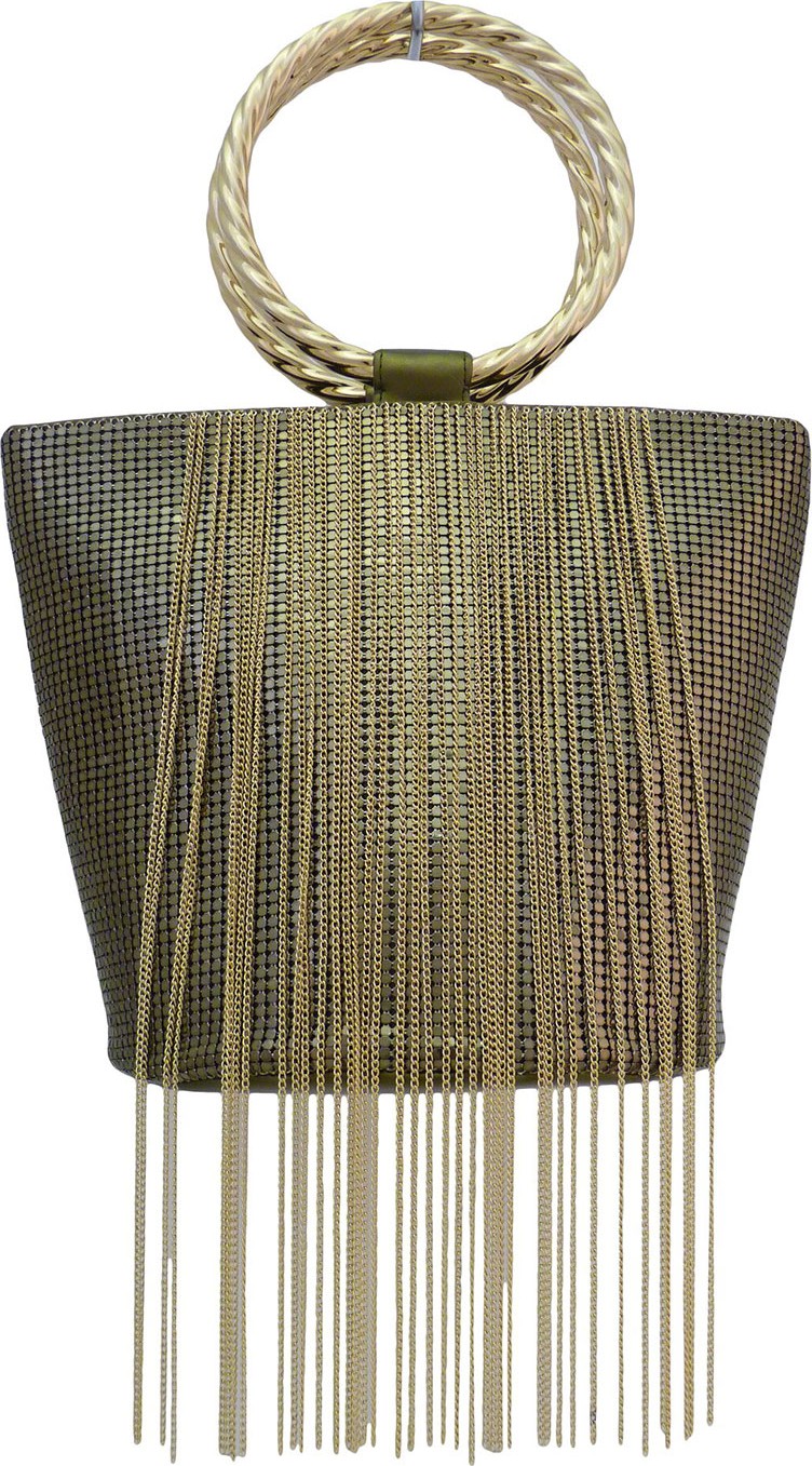 Whiting & Davis Bracelet Fringe Bucket Clutch Bag