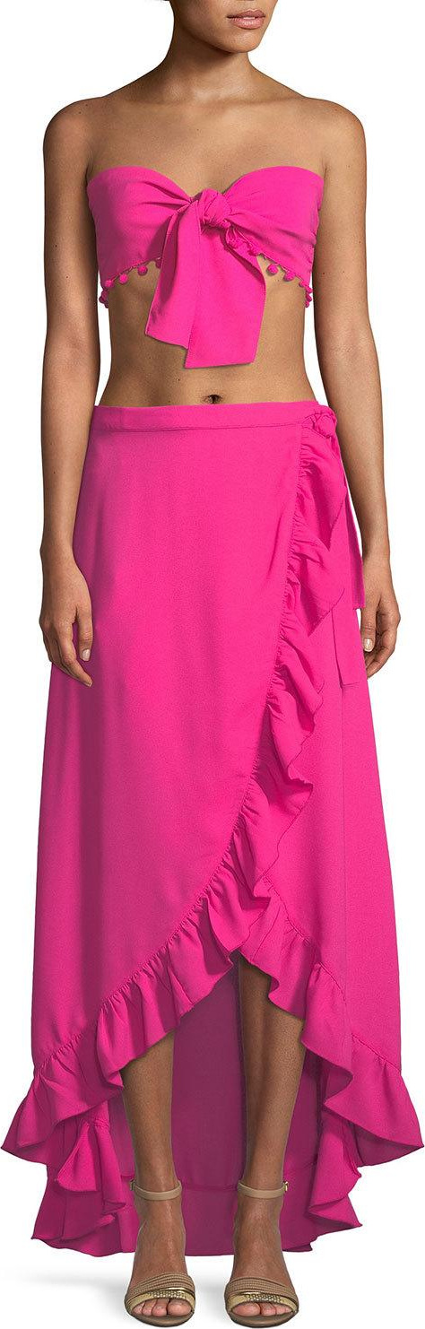 Lovers + Friends Come Over Pompom Knotted Crop Top