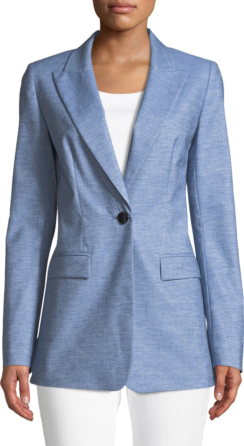 Lafayette 148 New York Briley Astute Denim One-Button Jacket