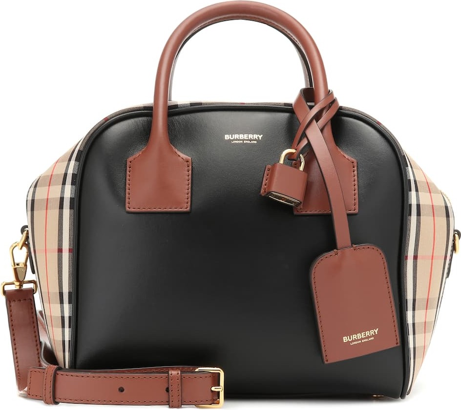 Burberry London England Medium Cube leather-trimmed tote