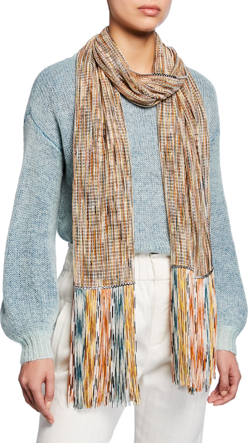 Missoni Multi Space Dye Net Scarf w/ Fringe Ends