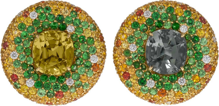 Margot McKinney 18k Gold Round Multi-Stone Stud Earrings