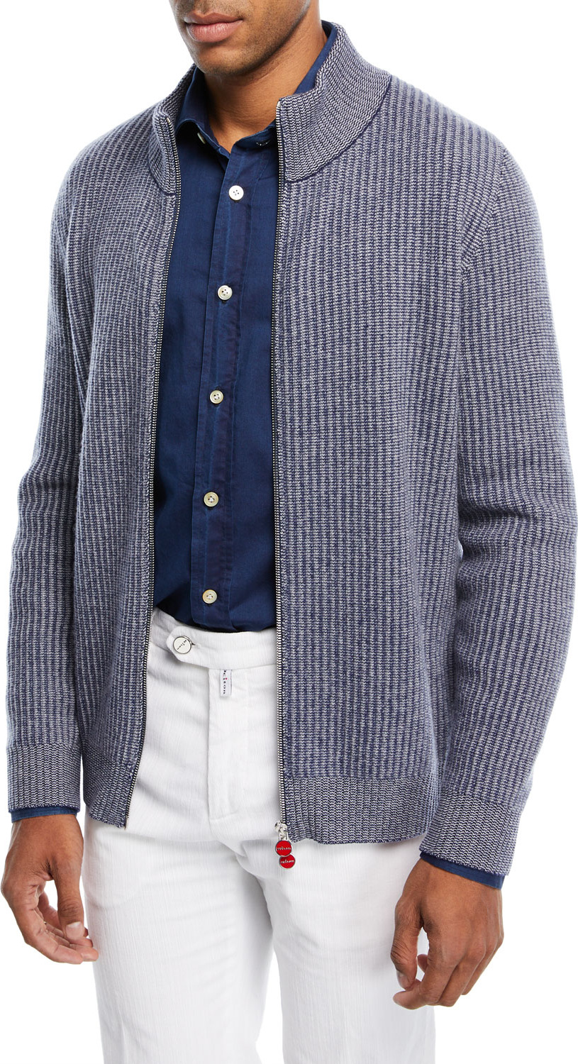 Kiton Melange Ribbed Cardigan