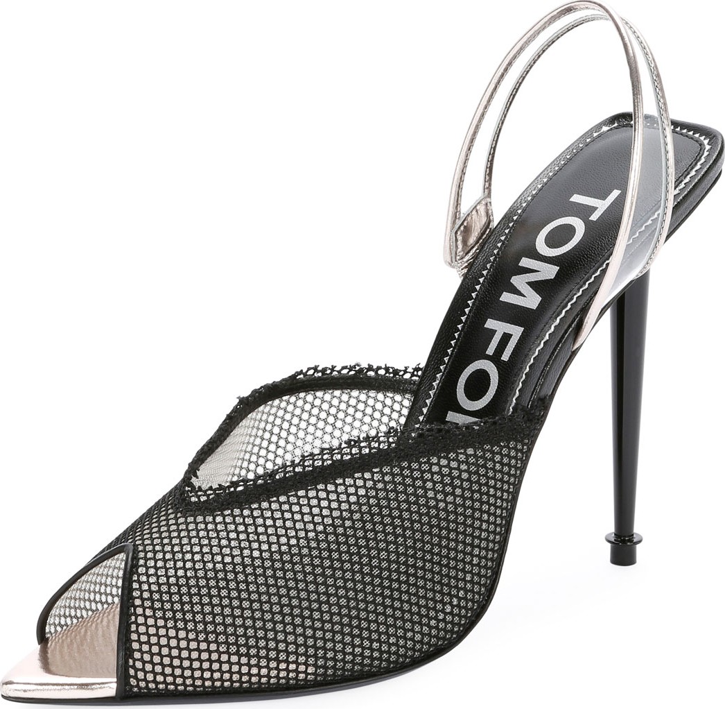 TOM FORD Mesh Open-Toe Halter Pumps