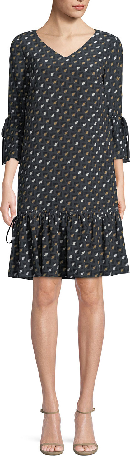 Lafayette 148 New York Ana-Grace Gliding Geo Drop-Waist Dress