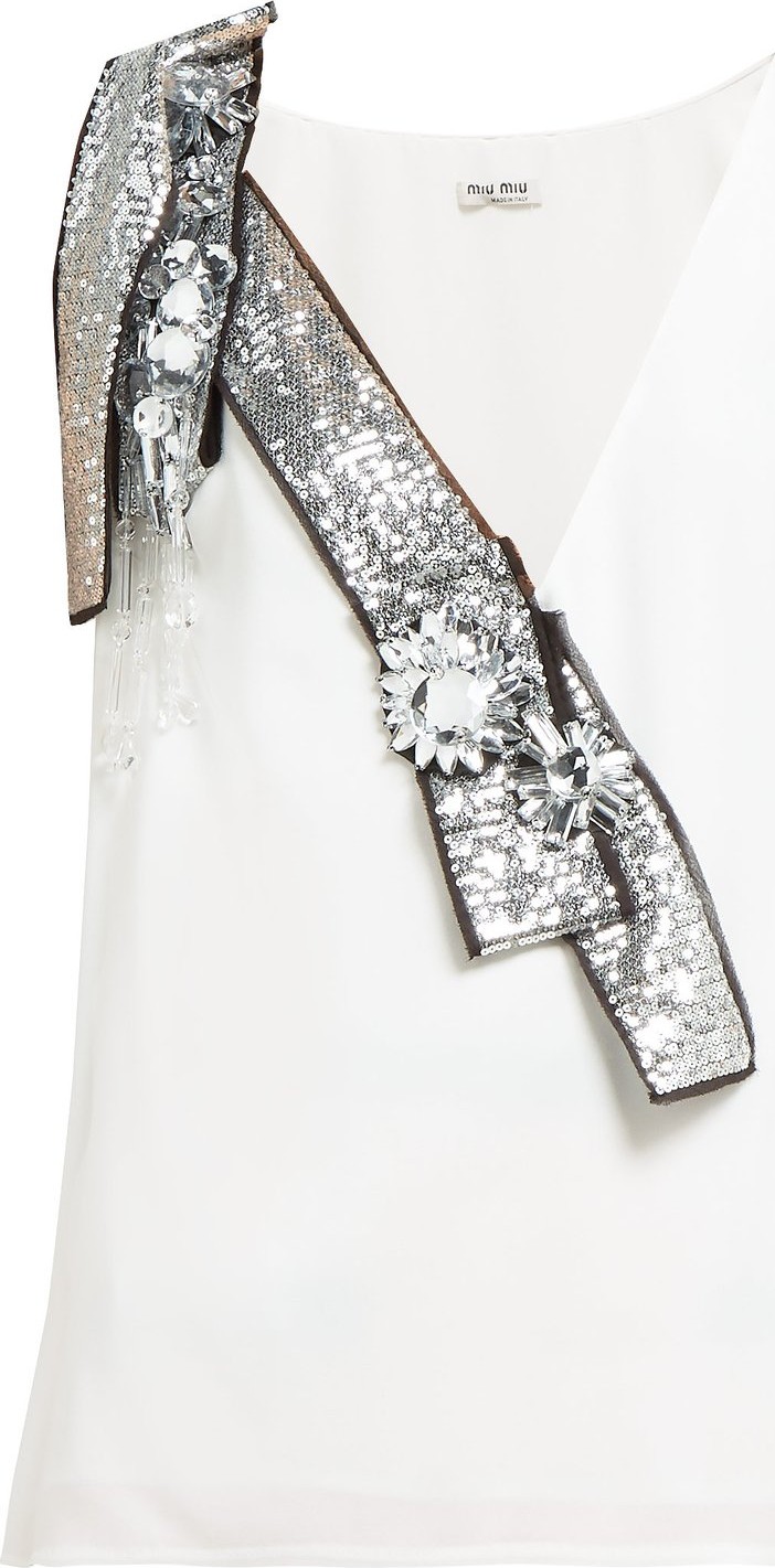 Miu Miu Crystal and sequin-embellished crepe top