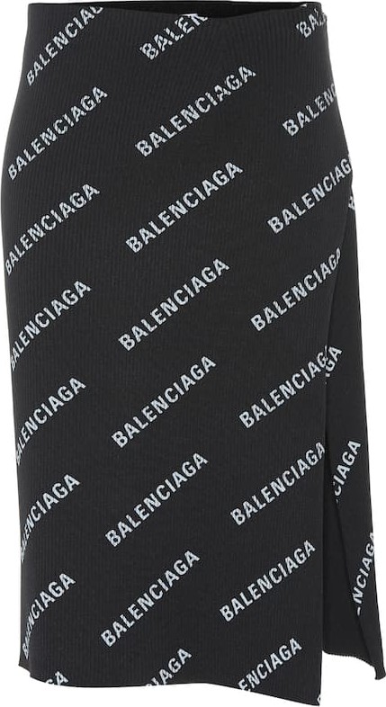 Balenciaga Logo-printed ribbed skirt