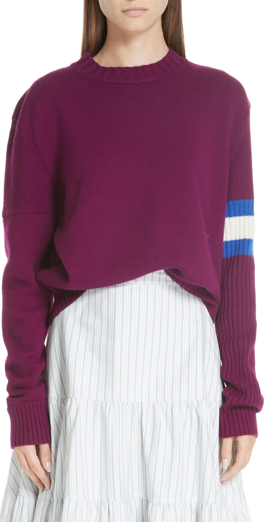 Calvin Klein 205W39NYC Cashmere Stripe Sleeve Sweater