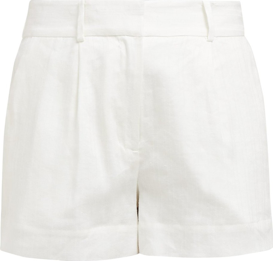 FRAME DENIM Striped linen-blend shorts