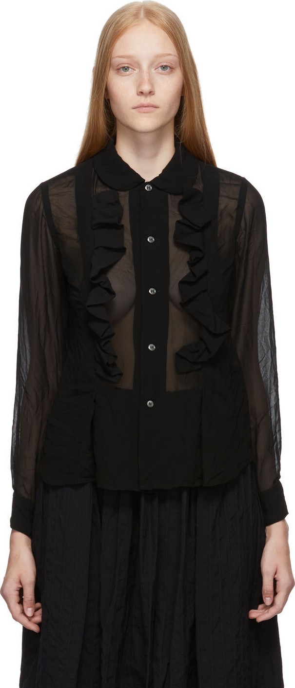 Comme Des Garçons Comme Des Garçons Black Ruffle Georgette Shirt