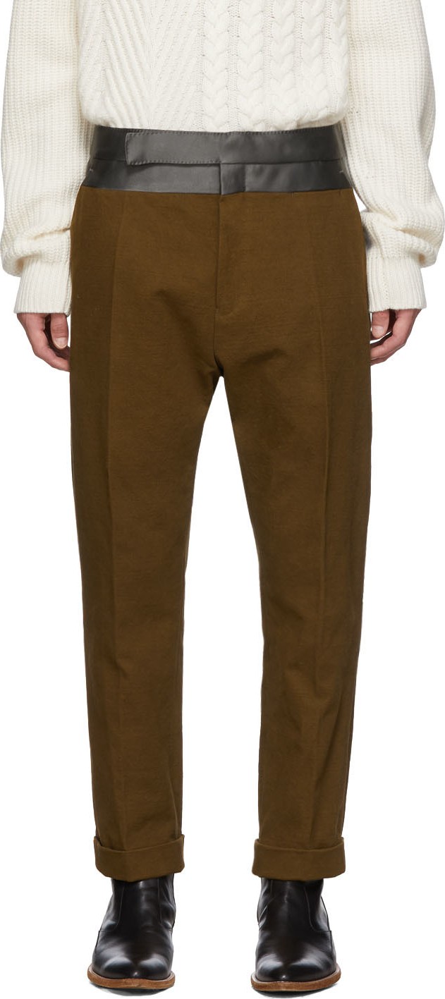 Haider Ackermann Brown Contrast Waistband Trousers