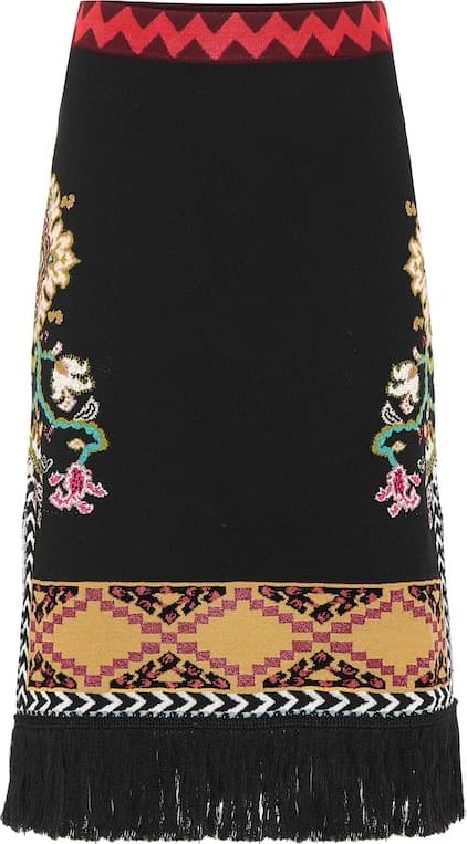 Etro Floral wool-blend midi skirt