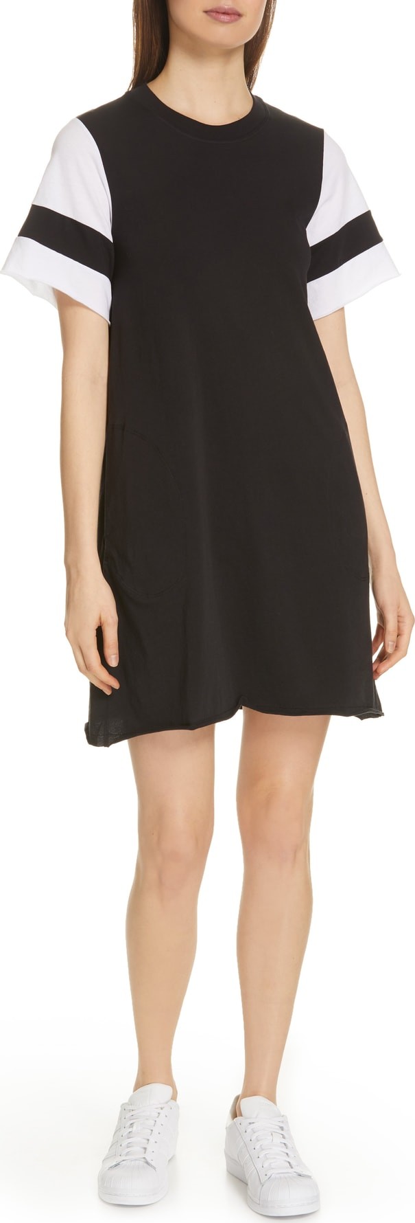 ATM Anthony Thomas Melillo Stripe Sleeve Jersey T-Shirt Dress