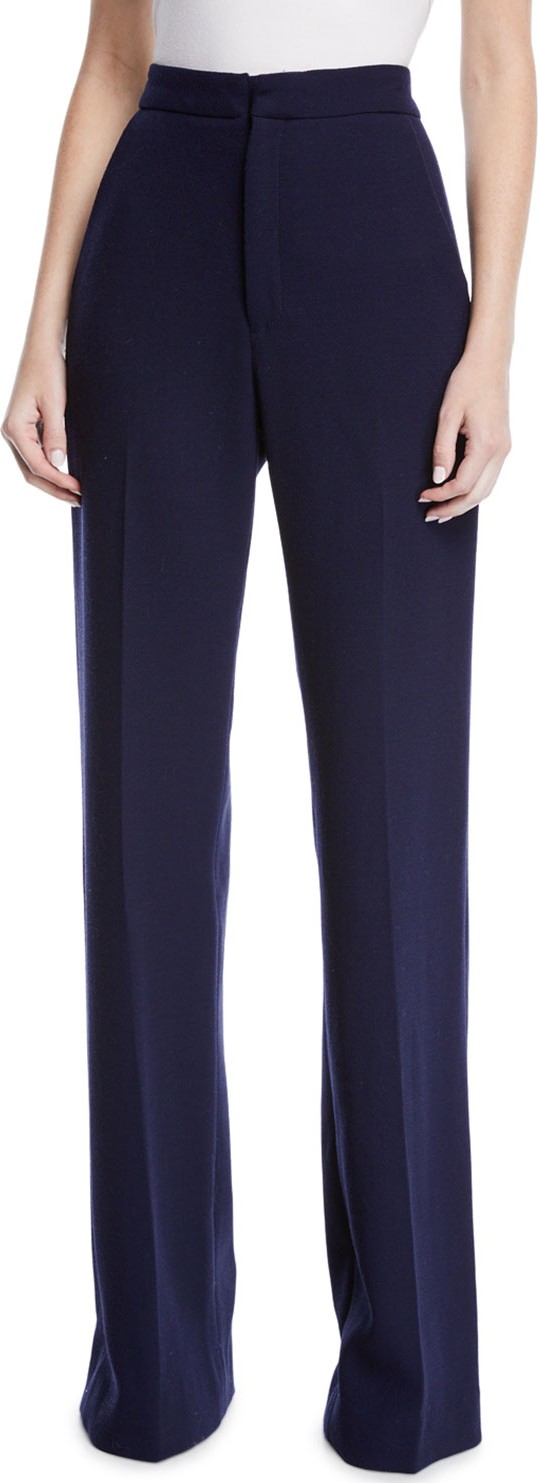 Lela Rose Maggie High-Rise Wool Pants